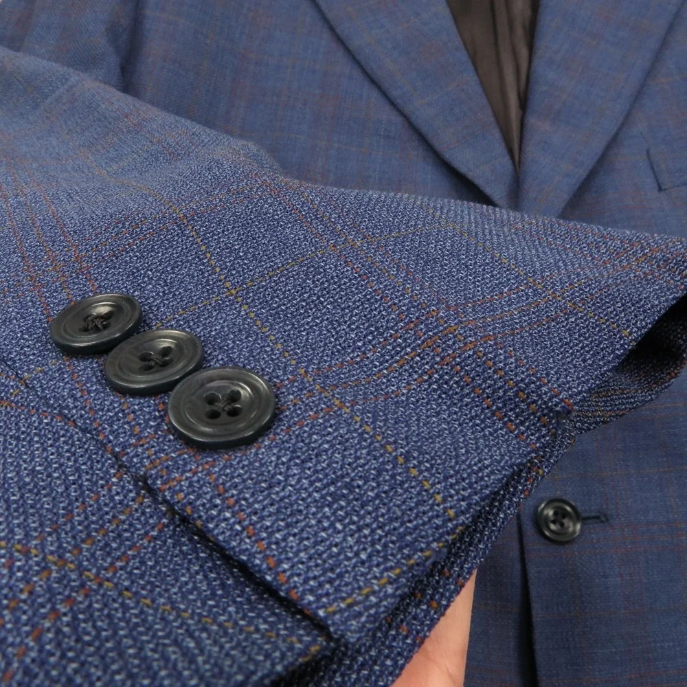 Lubiam Blazer 48R High Twist Virgin Wool 3/2 Roll Check Sport Coat LMB 1911 Mens